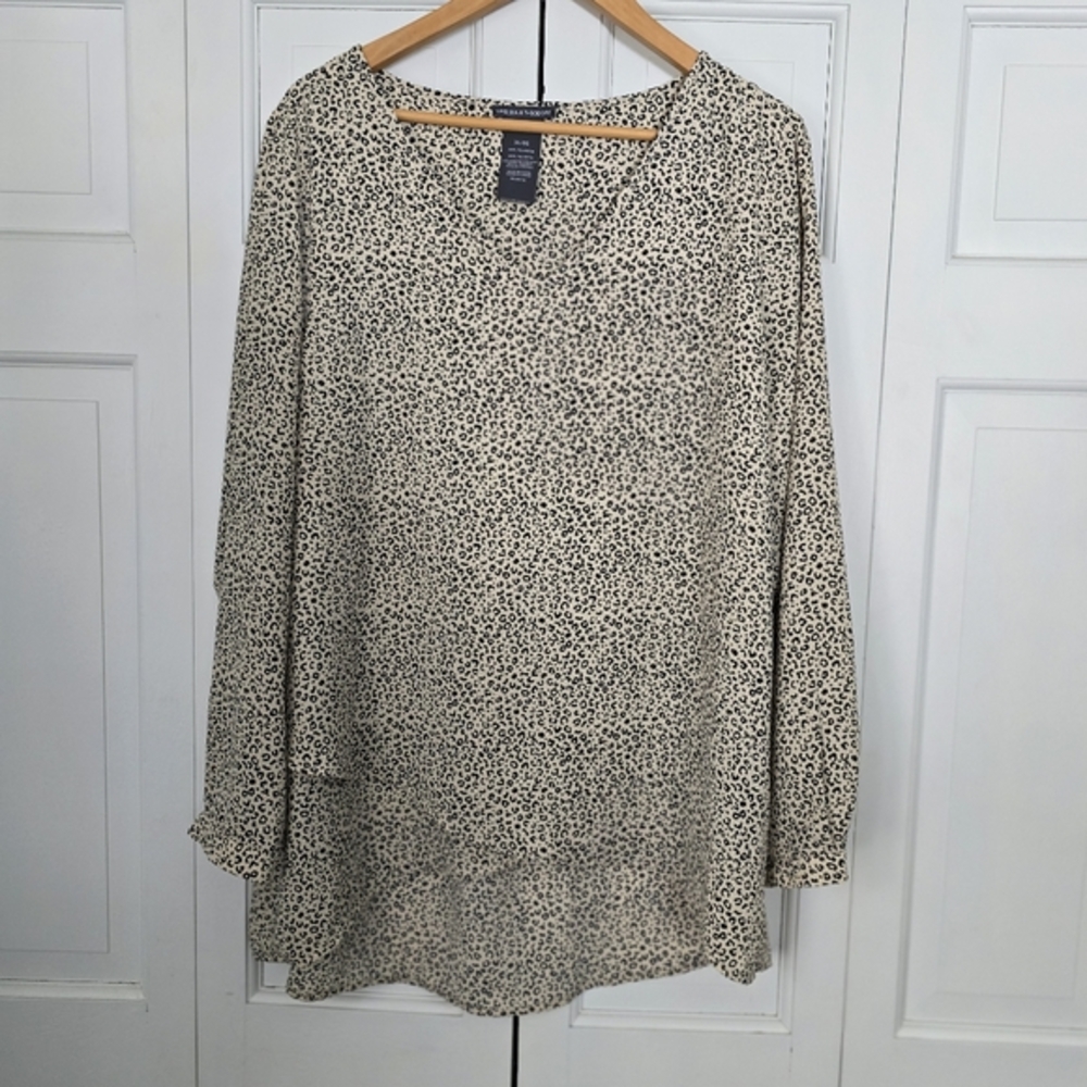 Leopard print high‎ low layered bottom Chelsea & Theodore xl